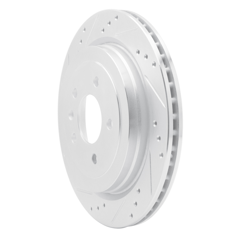 Cadillac ATS Brake Rotor (1) - Rear Left - R1 Concepts - Drilled & Slotted - Silver - `13-`19